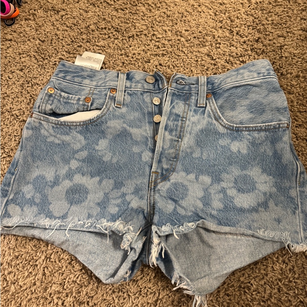 Levi's Blue Jean Shorts with Floral Pattern
